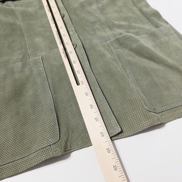 Carlisle Suede Shirt Jacket Green Women's 10 Medium Shacket Overshirt Lagenlook - Picture 9 of 9